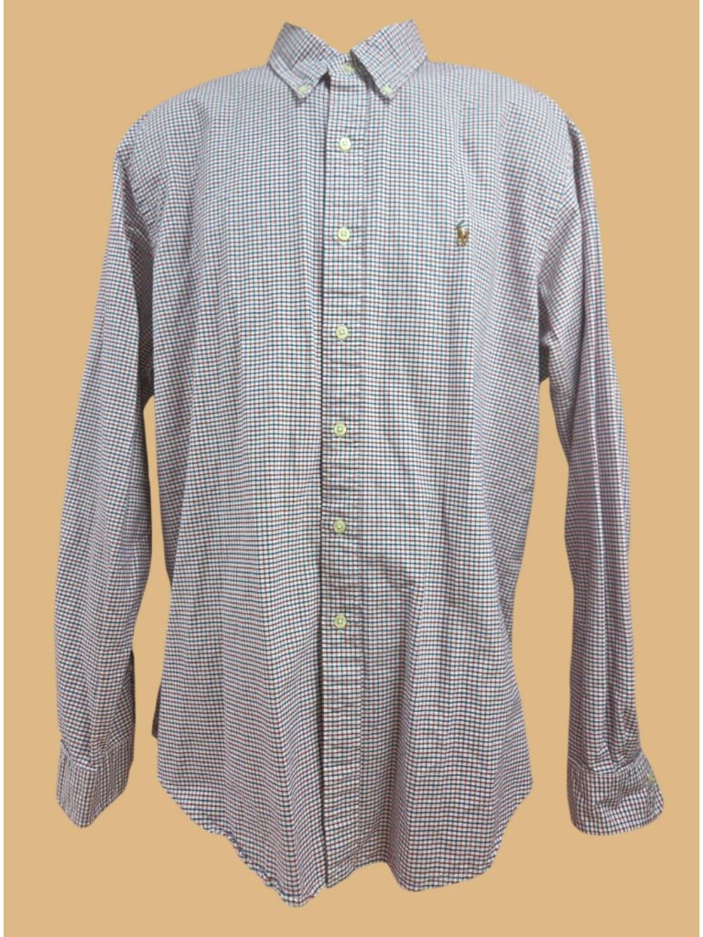 Ralph Lauren Mens Classic Fit Button-Down Shirt XL Red/Blue Check